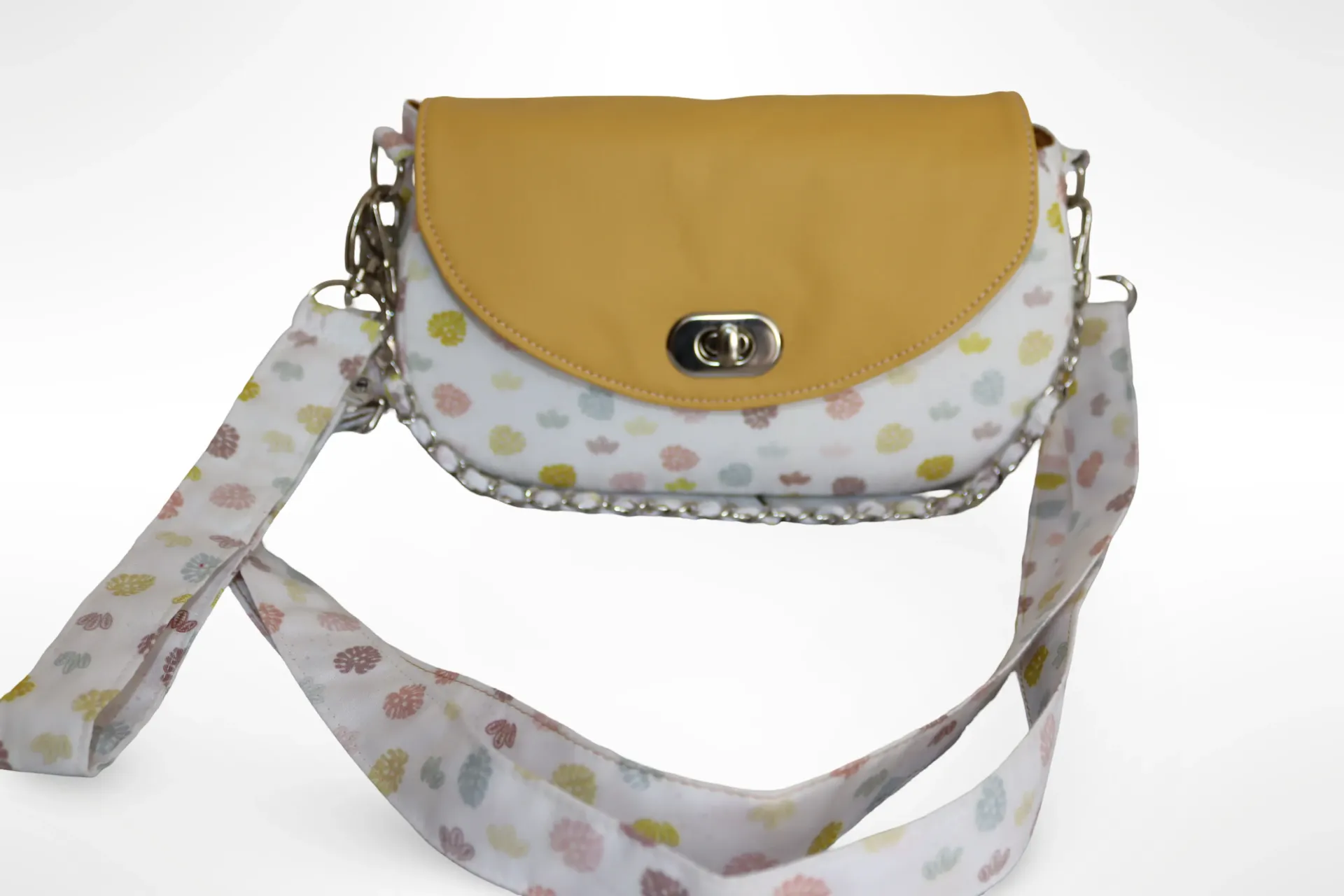 Bolso combinado hojas pastel